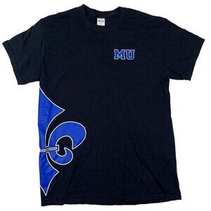 Gildan Marymount University Saints Wrap Around‎ Print Fleur De Lis MU Black Med